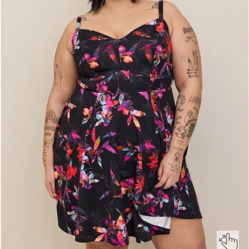 Torrid mini scuba lace up fit and flare dress